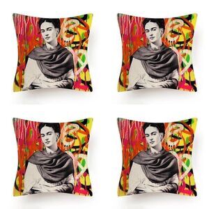 Set of 4 Graffiti Frida Kahlo Indoor/Outdoor Pillow Covers